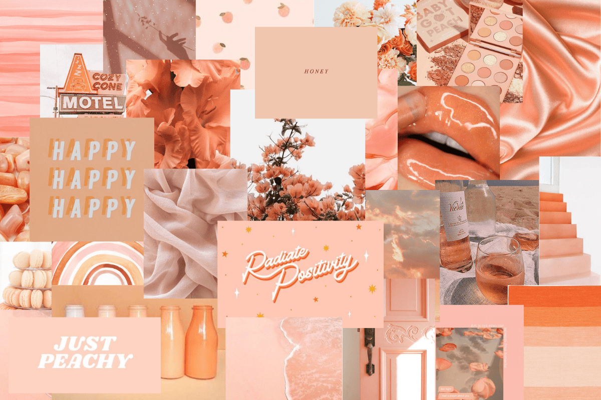 A collage of pink and orange items - Peach
