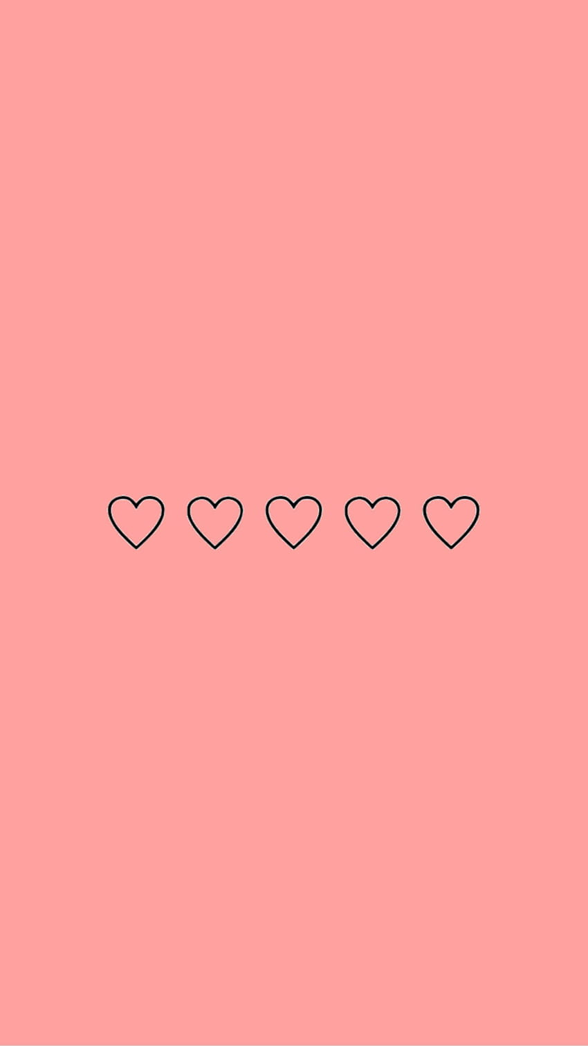 Pink background with black outline hearts in a row - Peach