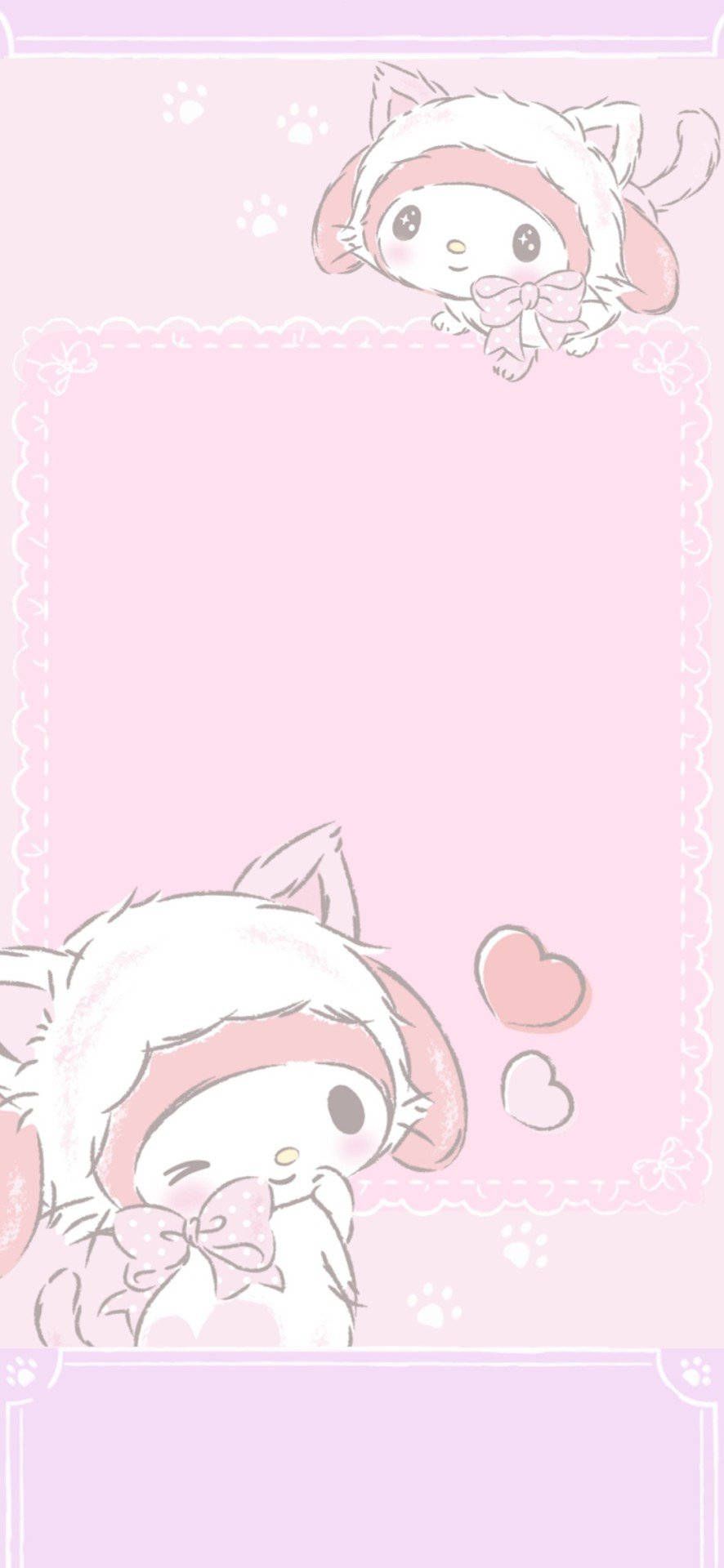 IPhone wallpaper background with cute pink cat and dog - Sanrio