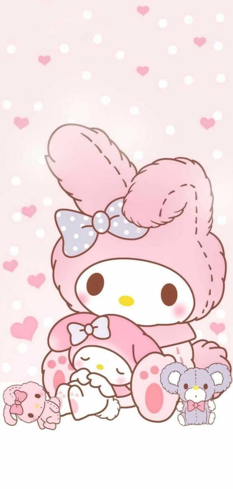 A cute hello kitty with pink bunny ears - Sanrio