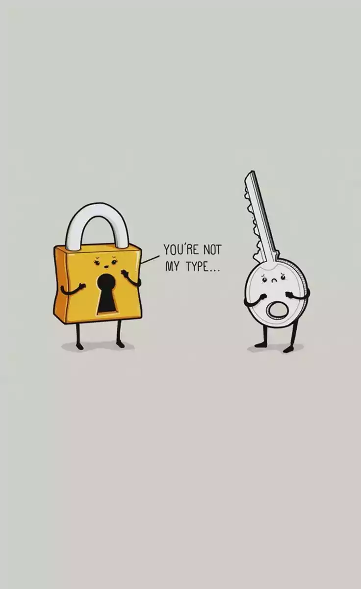 A cartoon with two keys and one lock - Funny