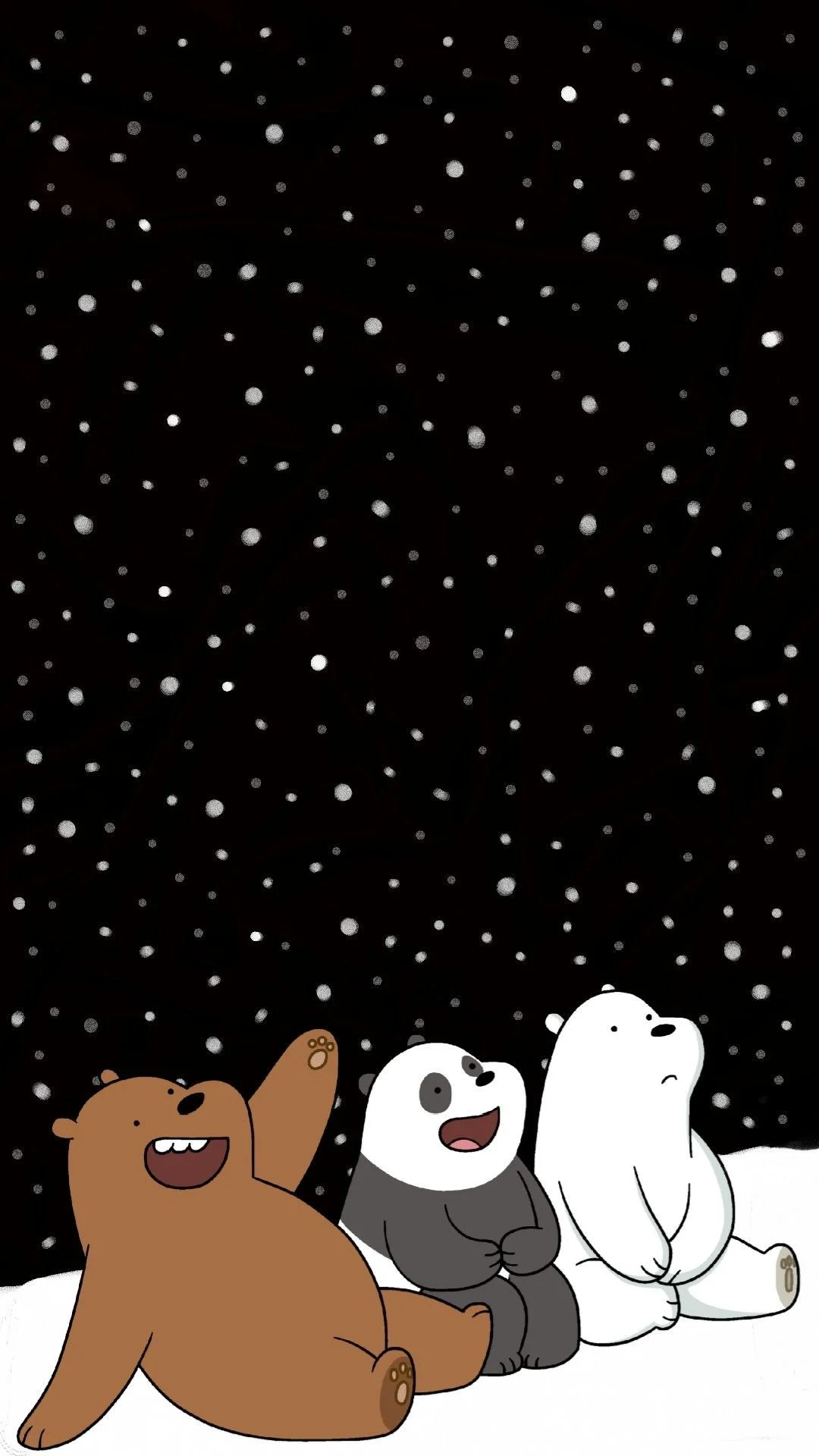 A cartoon of three bears sitting in the snow - We Bare Bears, Korean, teddy bear, Care Bears