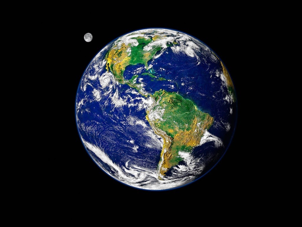 The earth is shown in a black background - Earth
