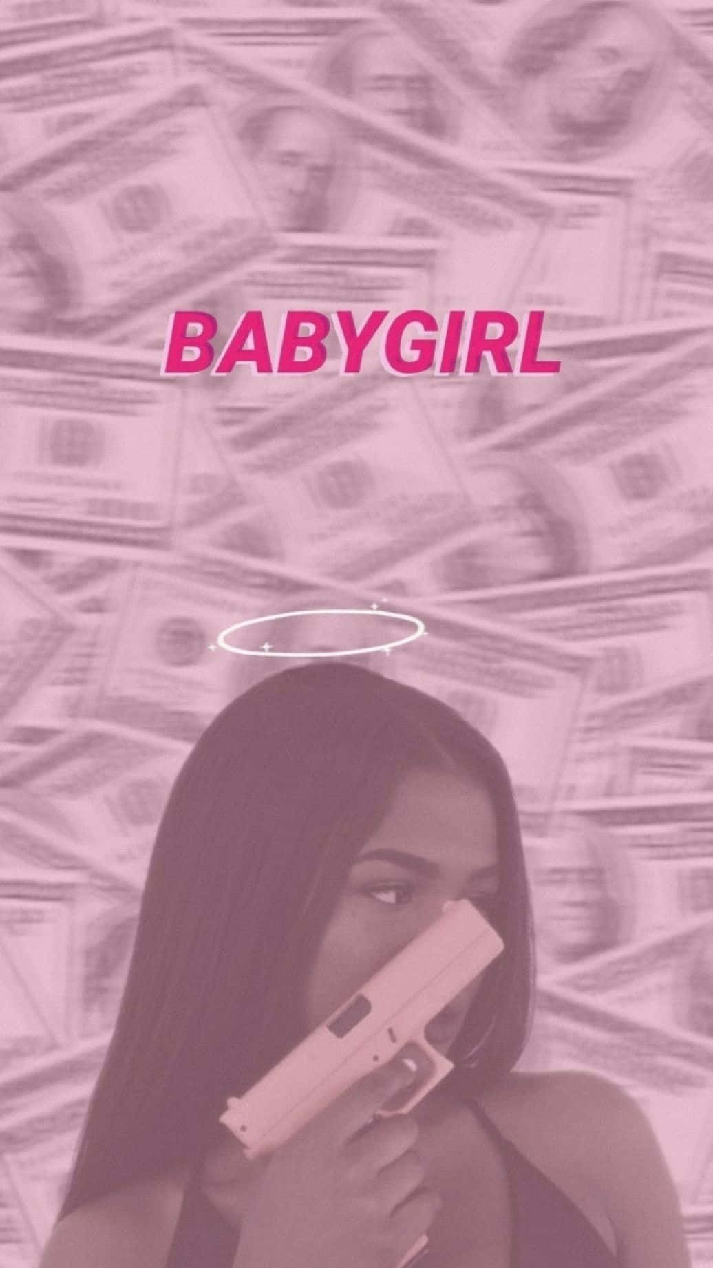 Babygirl wallpaper for phone with a girl holding a gun - Money