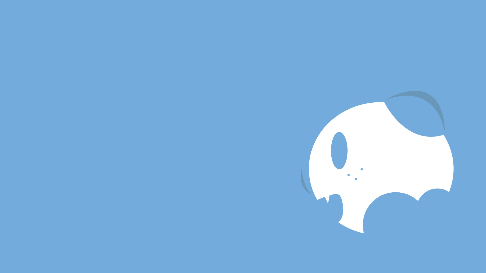 Minimalist wallpaper with a simple white skull on a blue background - Pokemon