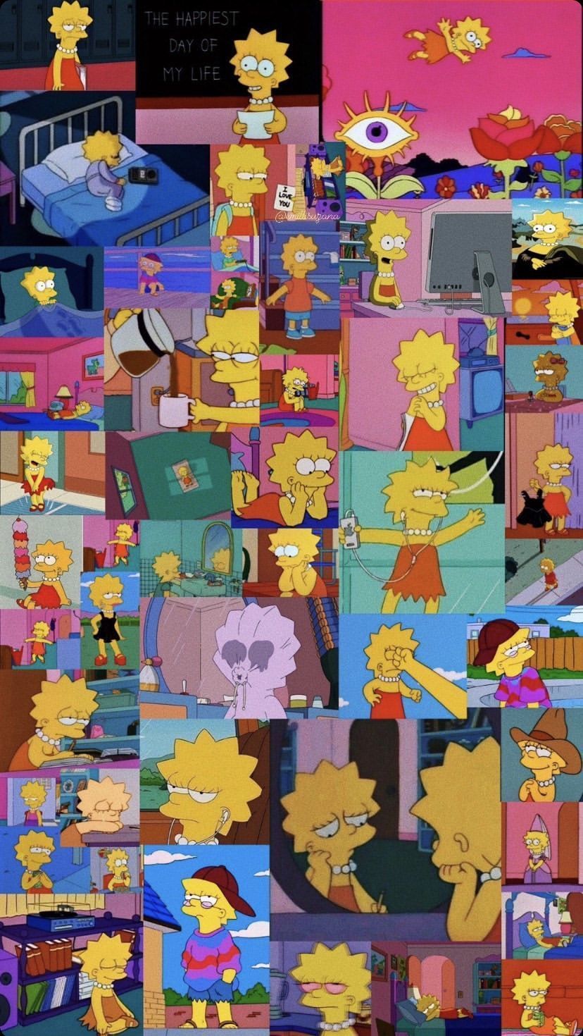 A collage of the simpsons characters - The Simpsons, Lisa Simpson, Bart Simpson