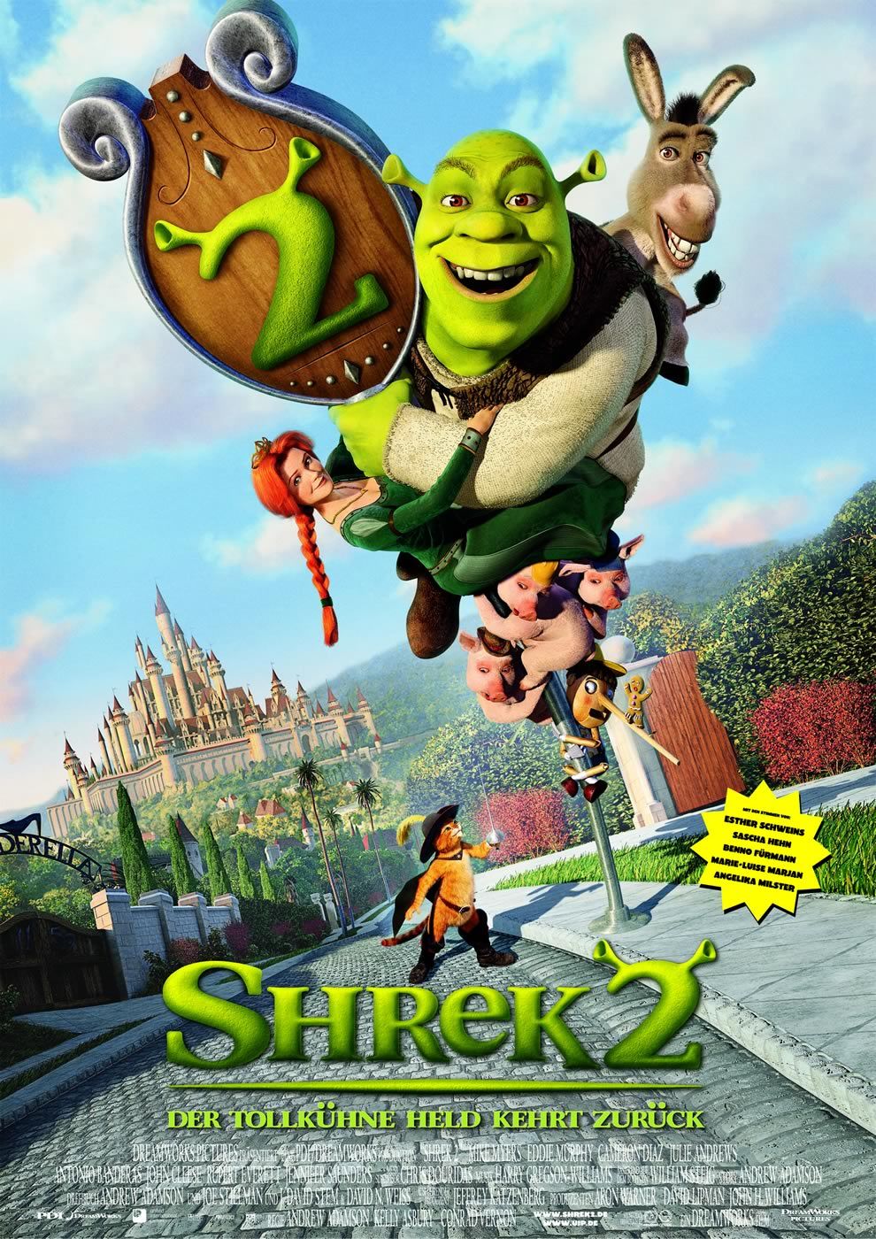 Shrek 2 is a 2004 American computer-animated fantasy comedy film produced by DreamWorks Animation. - Shrek