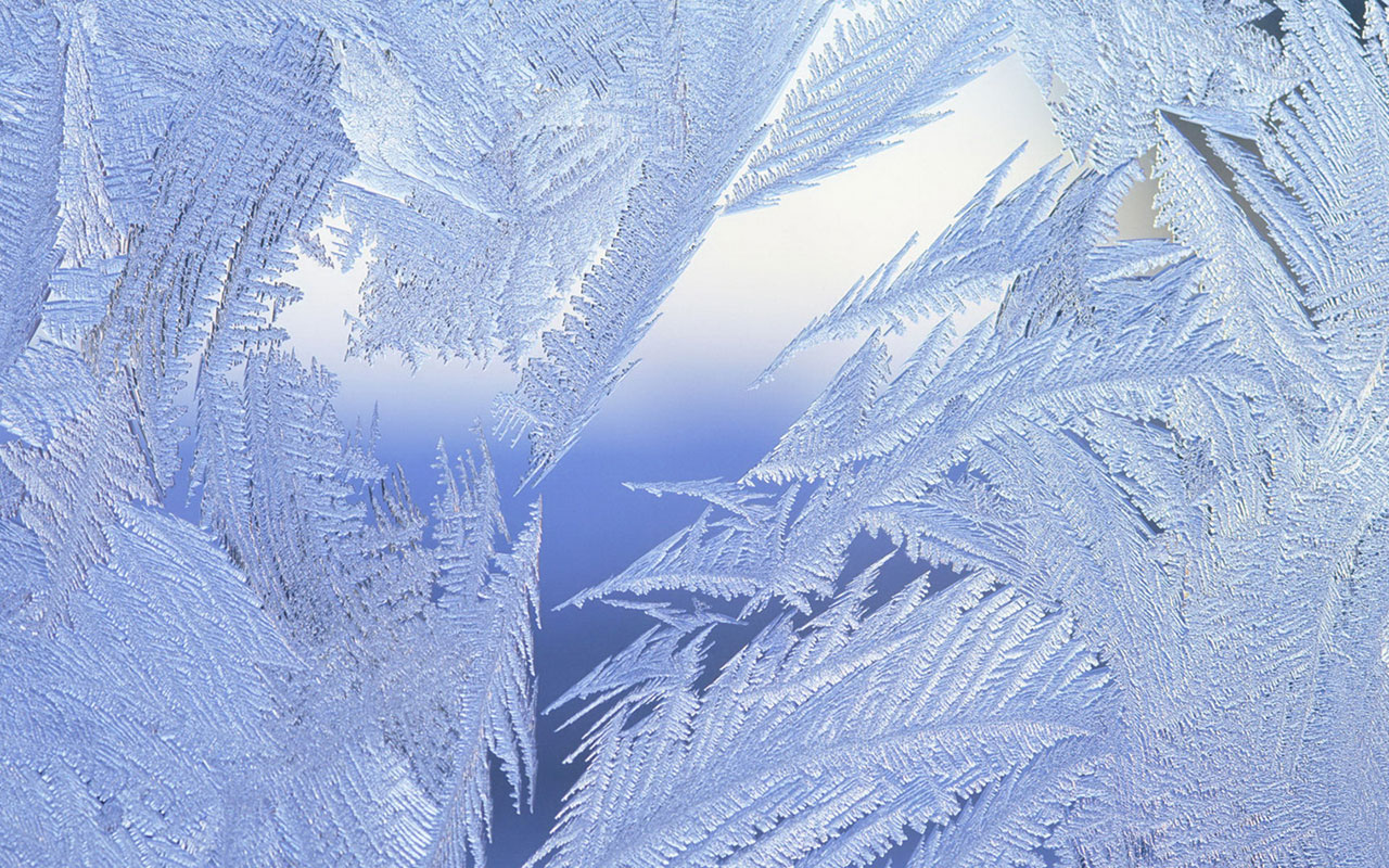 A close up of frost on the window - Snow