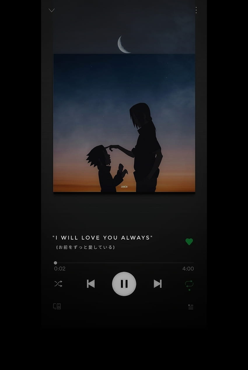 A screenshot of an app with the words i love you always - Spotify