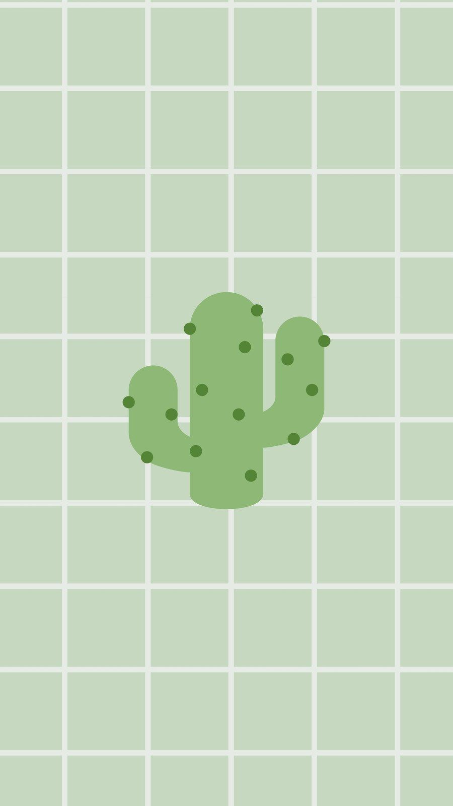 A cactus on green tile background - Cactus, grid