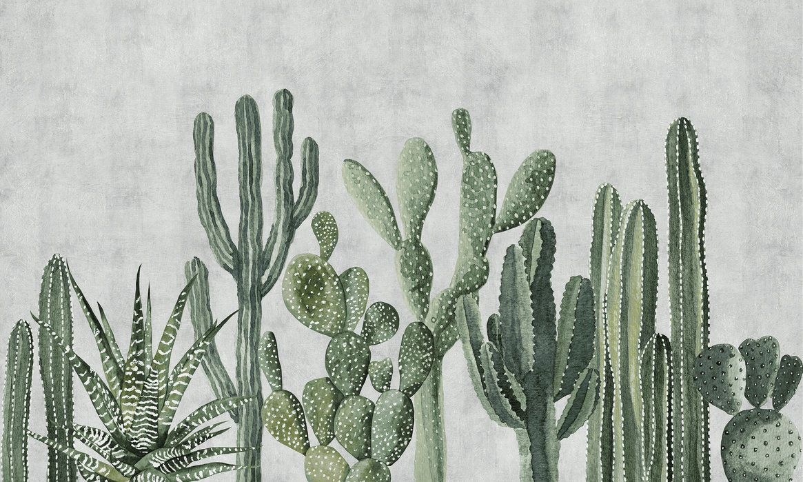A painting of cactus plants on the wall - Cactus