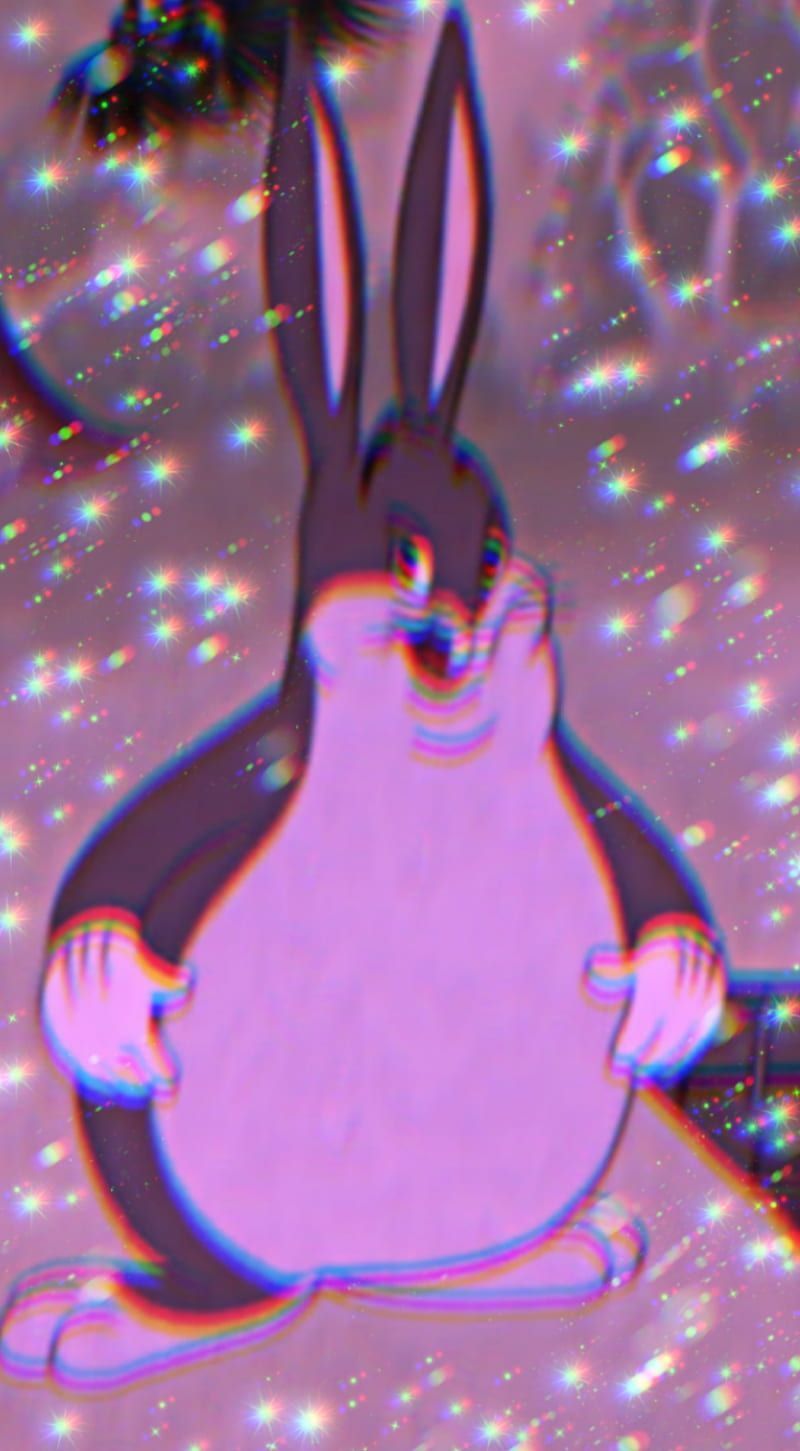 A pink and purple cartoon bunny rabbit with stars in the background - Bugs Bunny, Looney Tunes