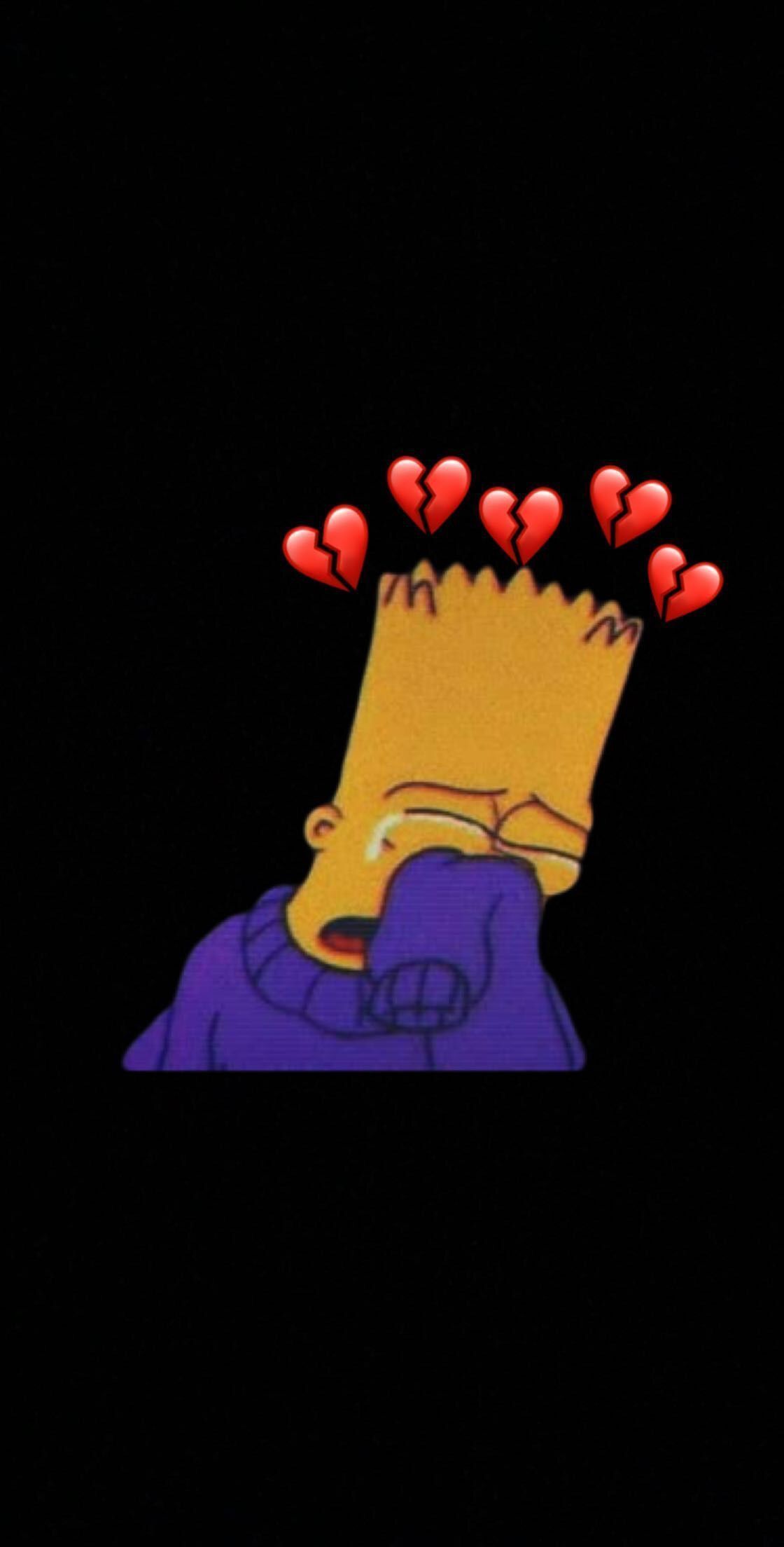 A simpsons character is crying with hearts around it - The Simpsons