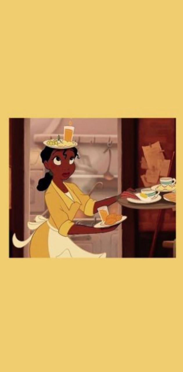 Tiana from The Princess and the Frog, holding a tray of food. - Princess