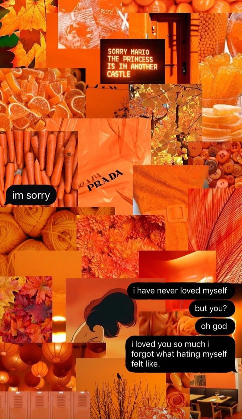A collage of orange and yellow aesthetic pictures with words - Sunshine