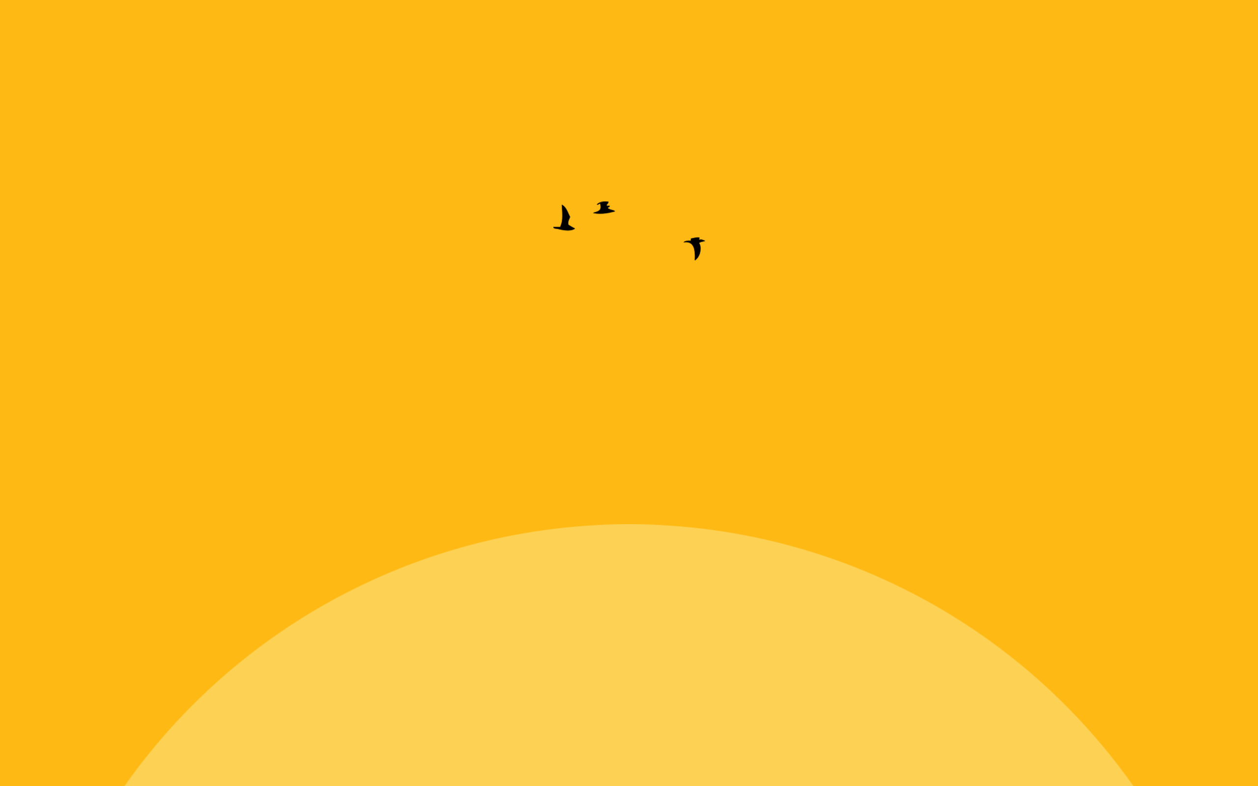 A yellow background with some birds flying in the sky - Sunshine