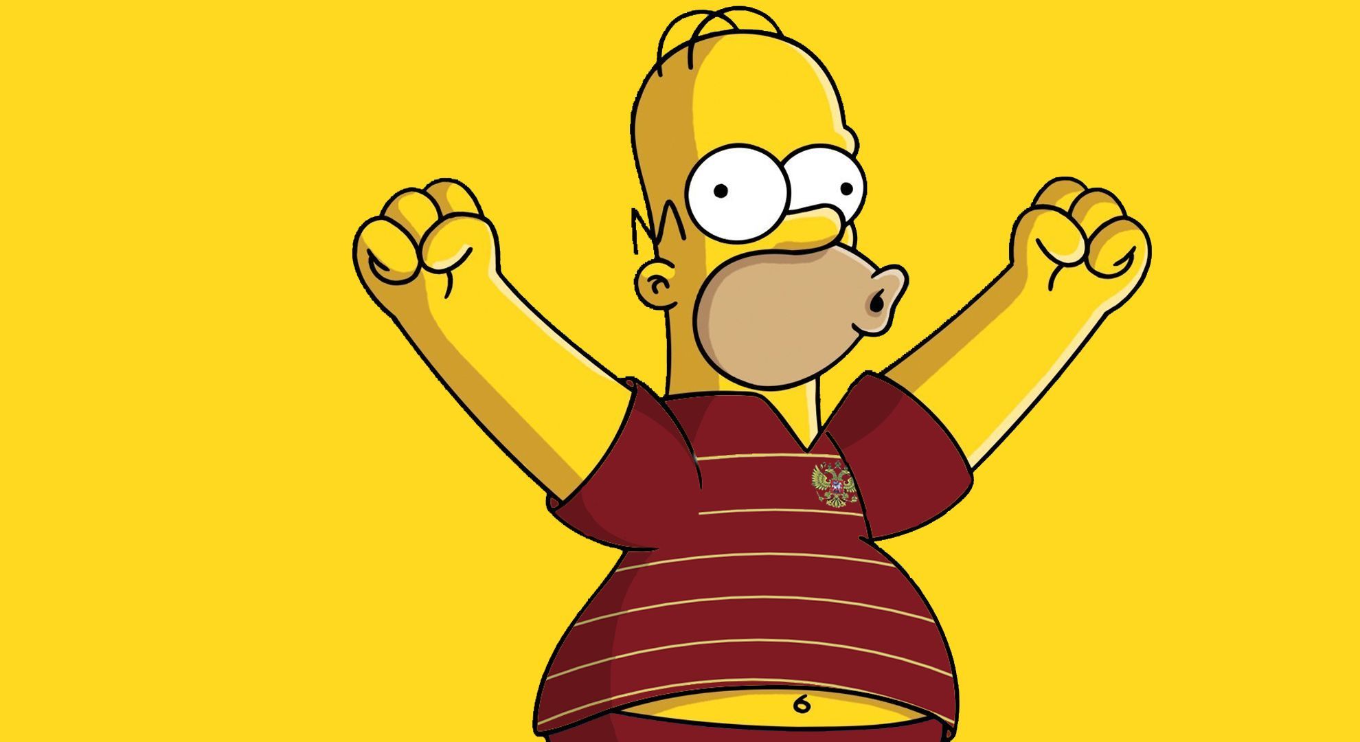 The simpsons character is shown with his arms raised - The Simpsons