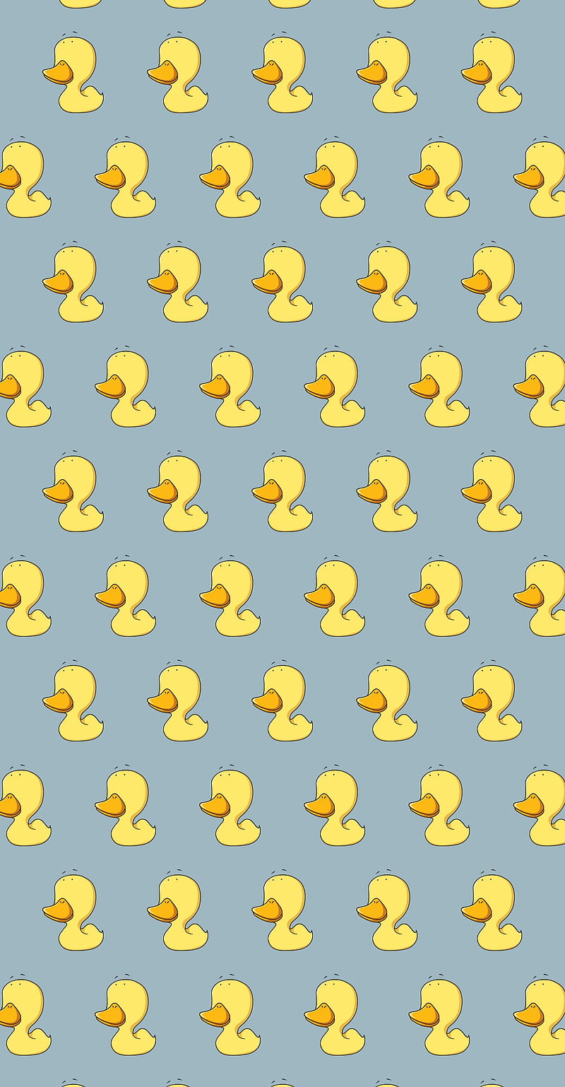 Ducky, cute, duck, pastel, pattern, repeat, yellow, HD phone wallpaper