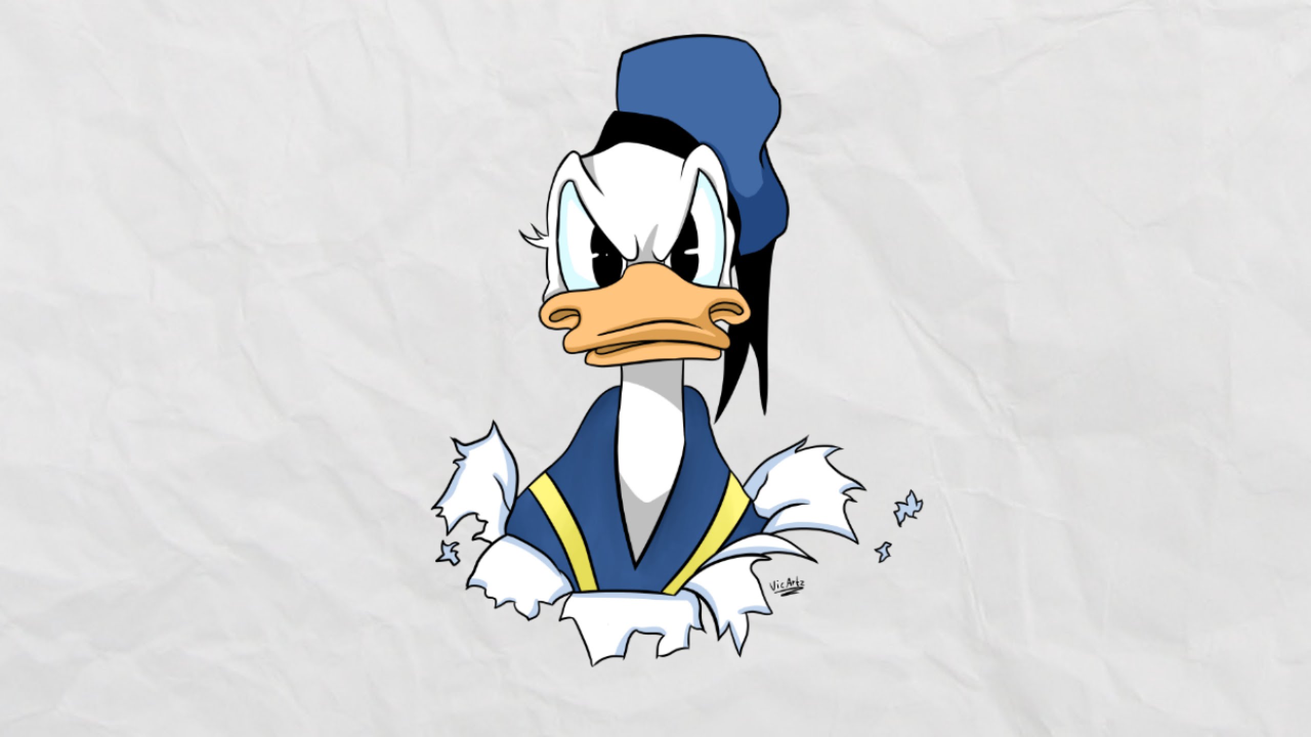Donald Duck in a blue hat and suit - Duck