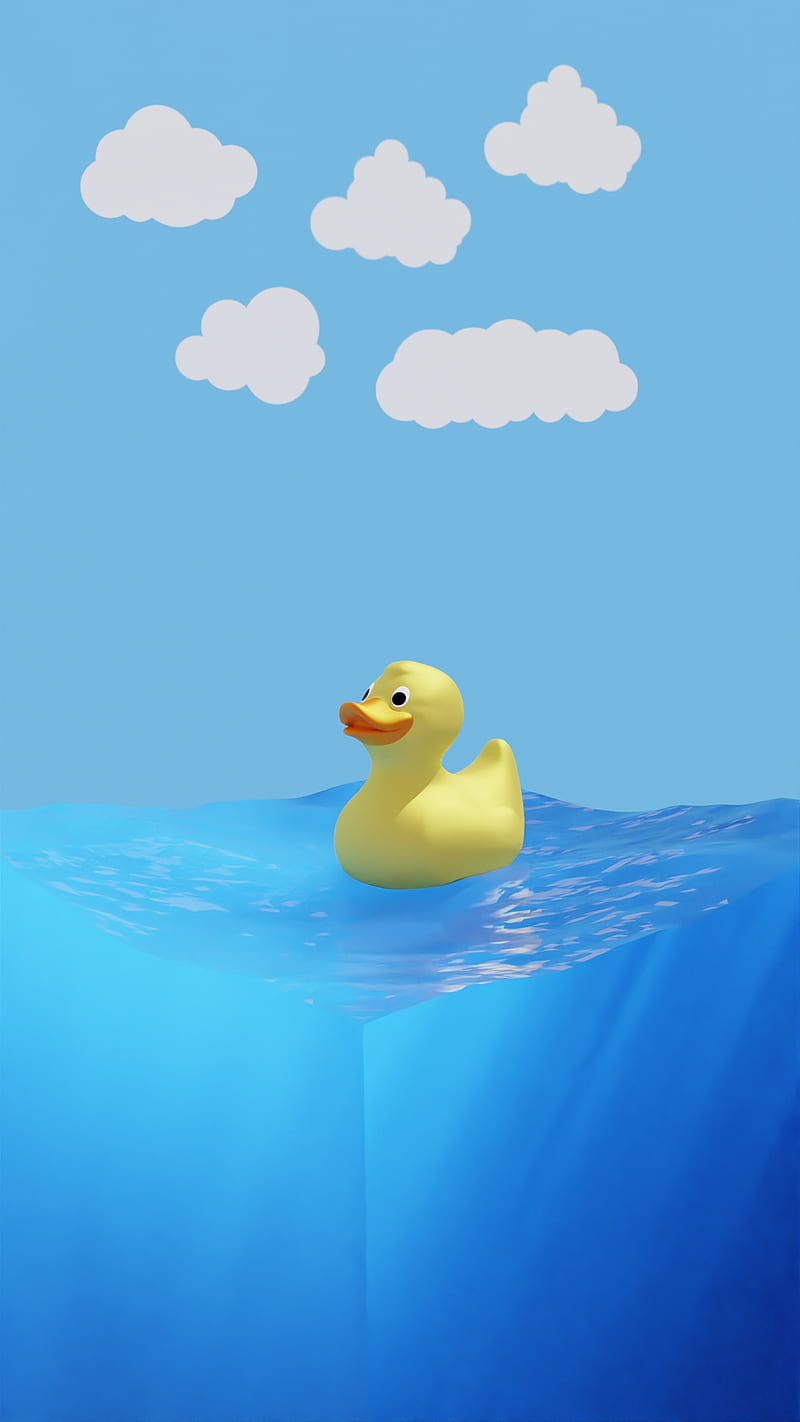 A yellow rubber duck floating on water - Duck
