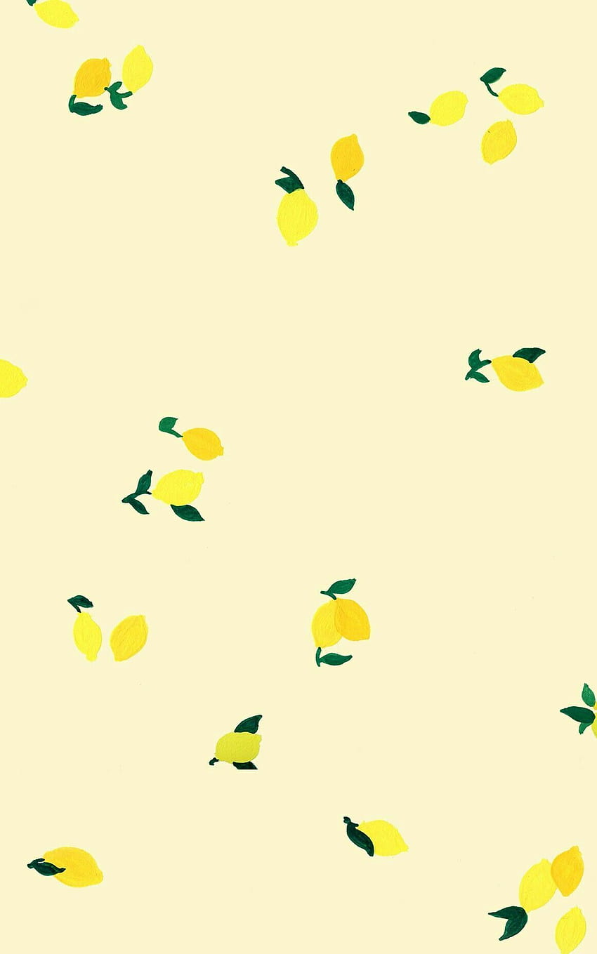 Aesthetic phone background with lemons on a yellow background - Lemon