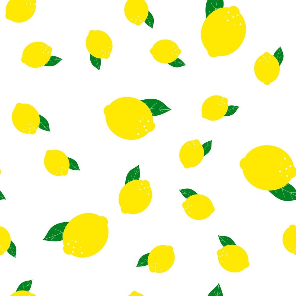 A pattern of lemons and leaves on a white background - Lemon