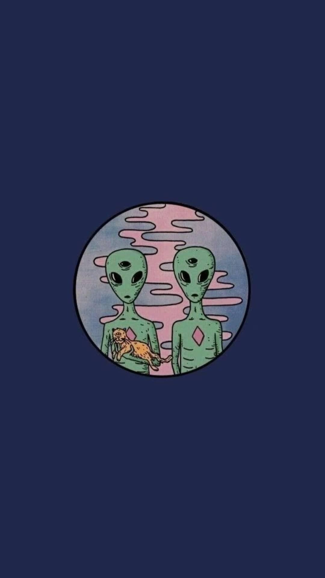 IPhone wallpaper of two aliens holding pizza and cheetos - Alien