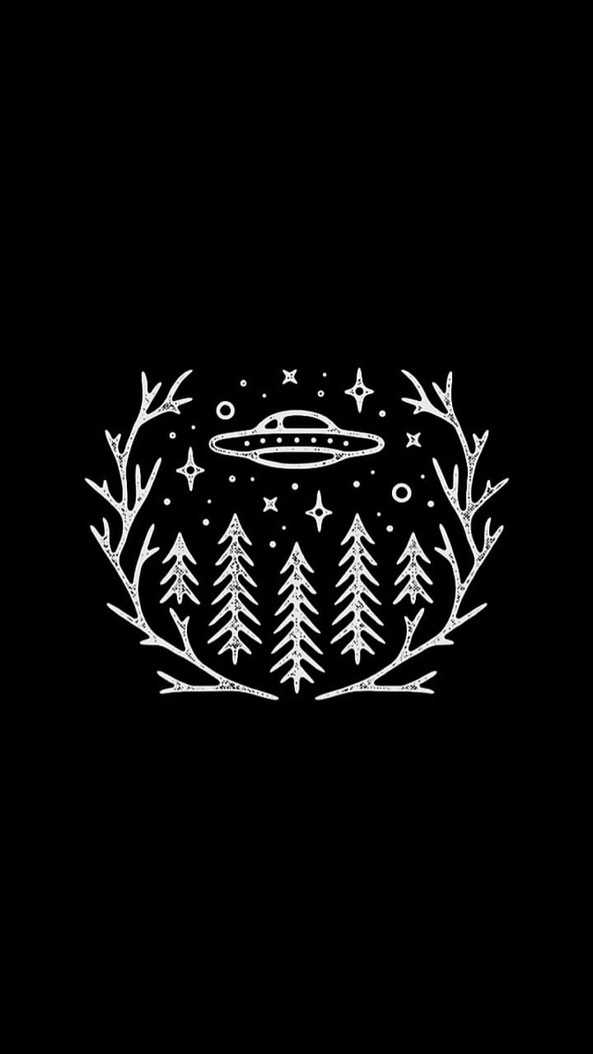 The forest and ufo logo - Alien