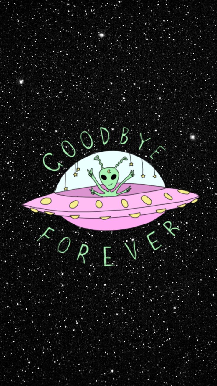 The goodbye forever logo on a black background - Alien