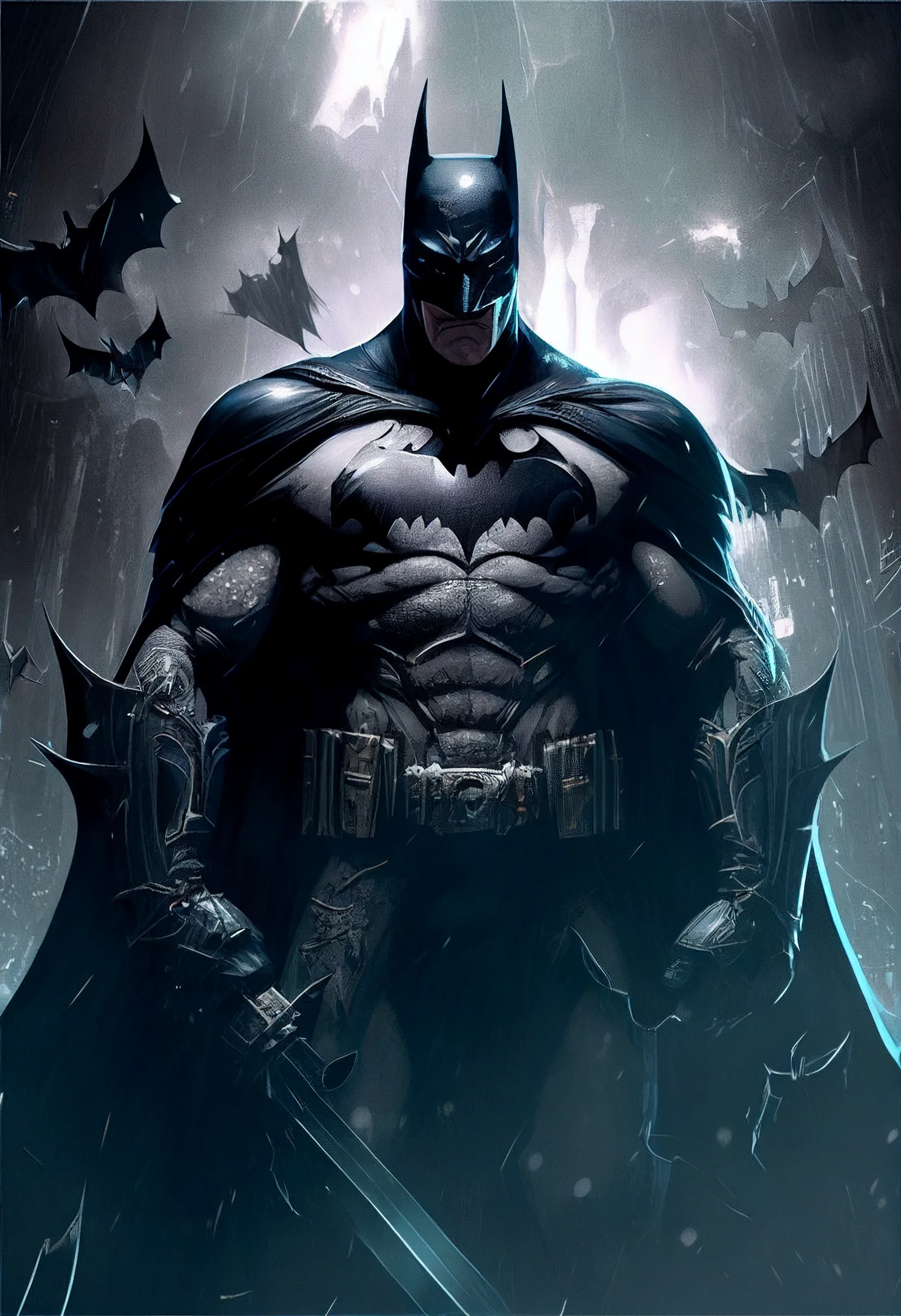 Batman is standing in front of a group - Batman