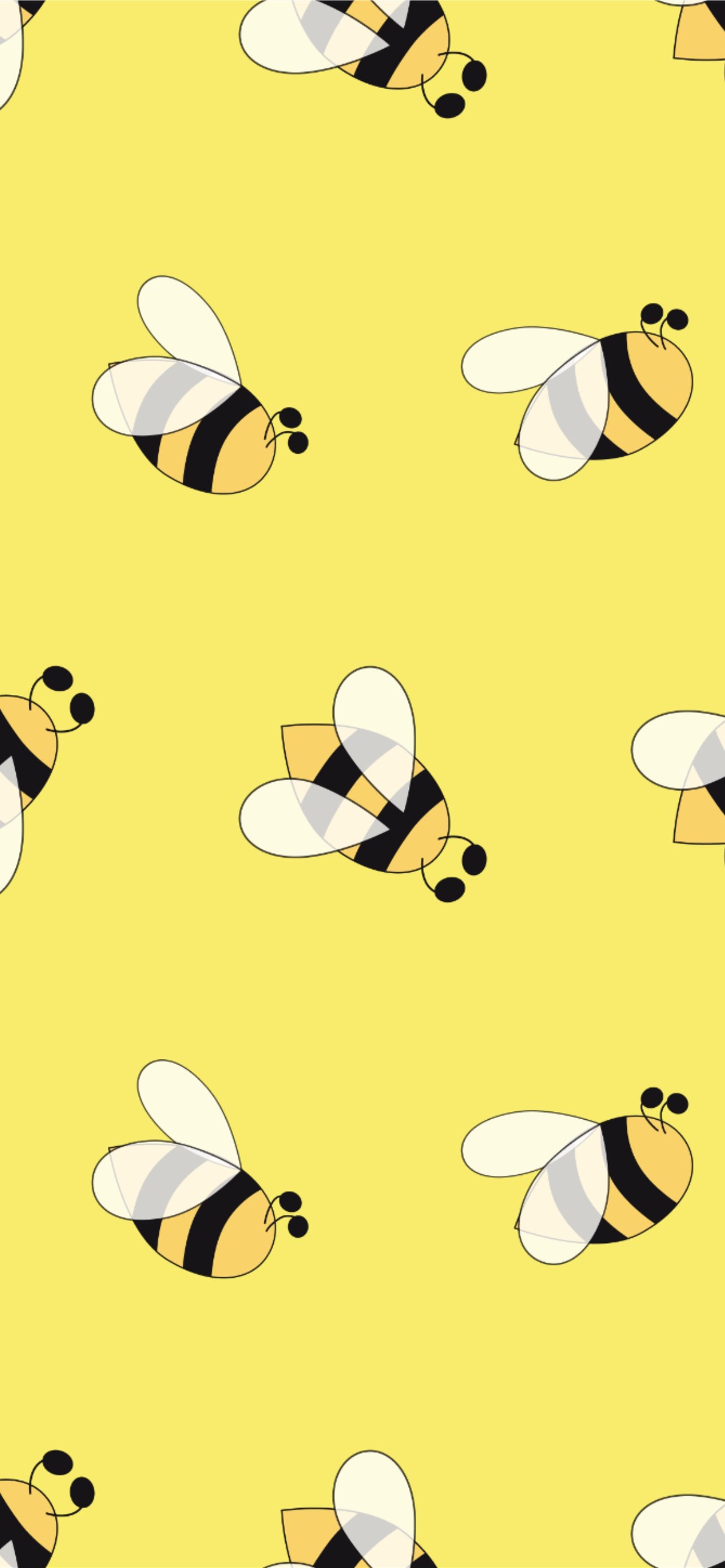 A yellow background with bees on it - Bee