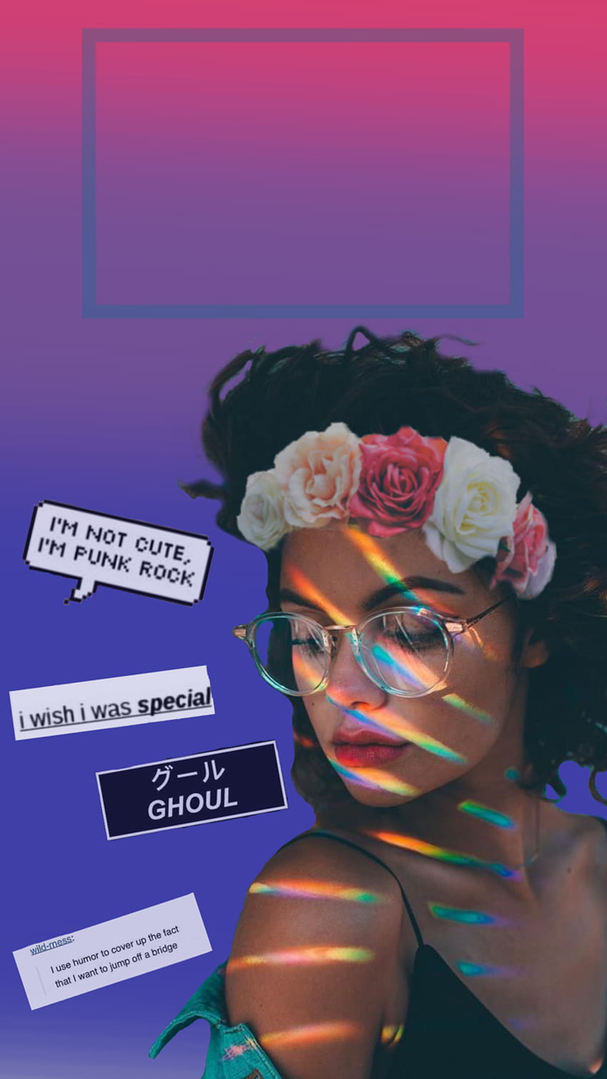 Collage of a woman with flowers in her hair and text. - LGBT