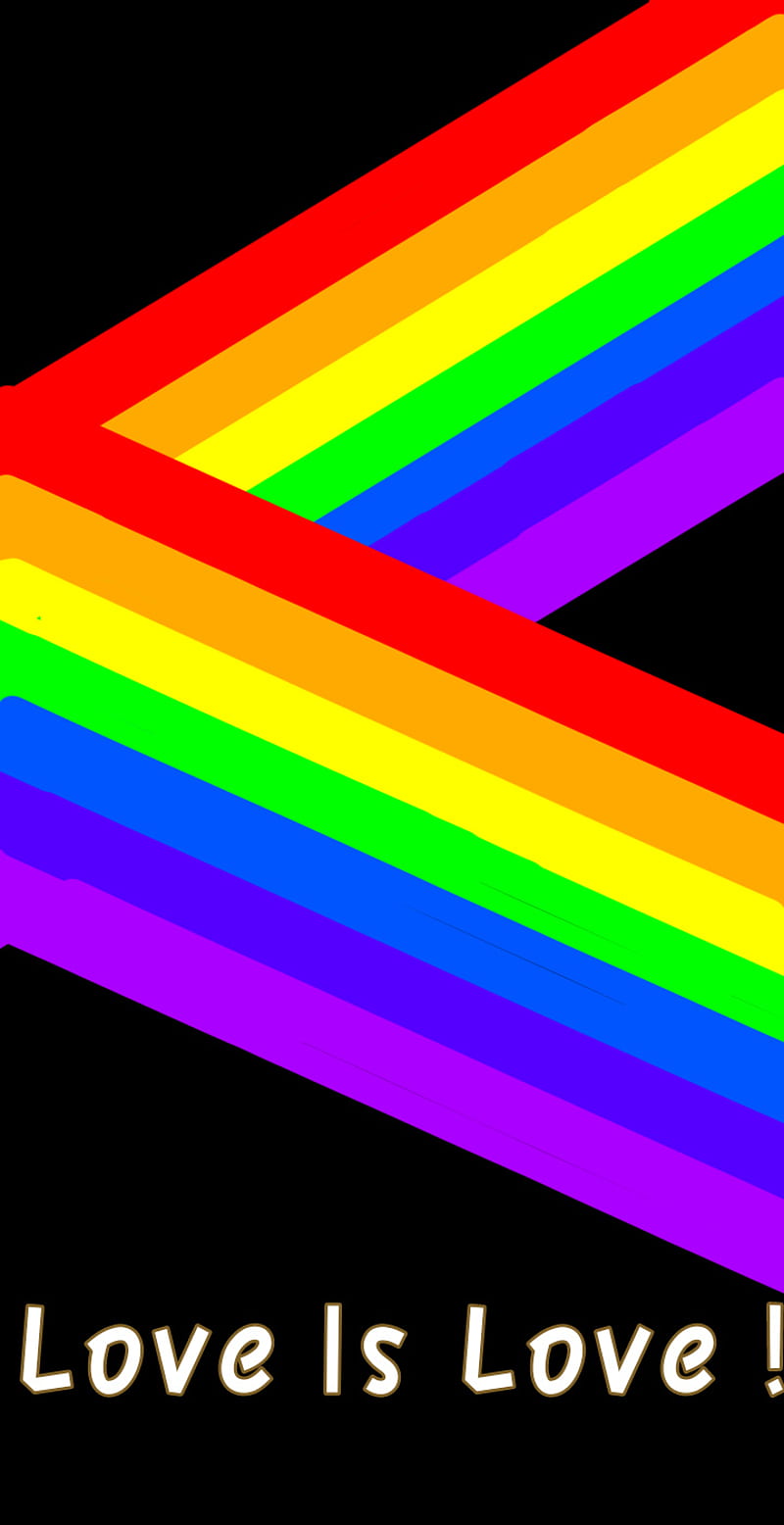 A rainbow colored triangle with the word love is - LGBT