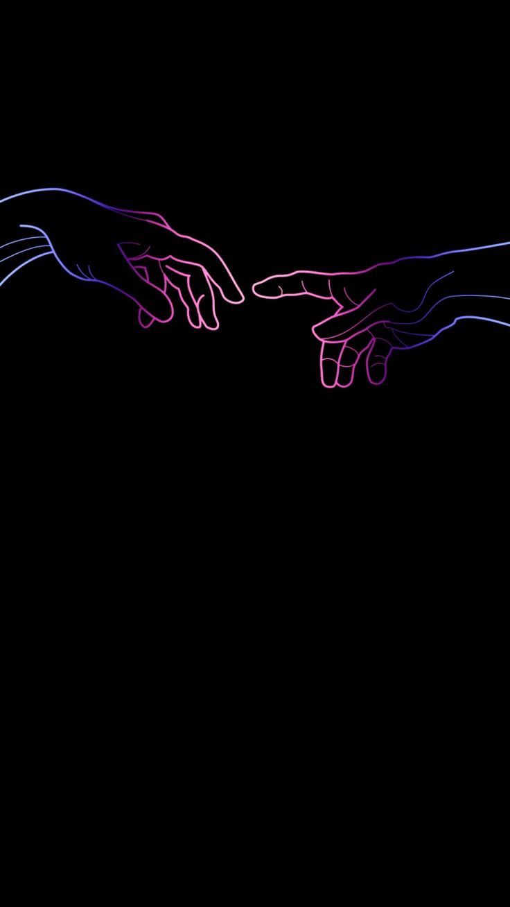 Two hands reaching out to each other in a black background - LGBT