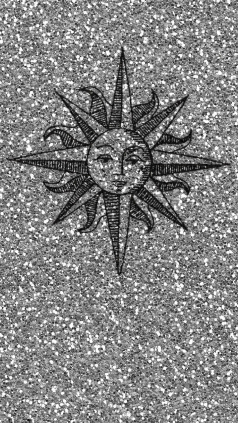 A black and white drawing of the sun - Silver