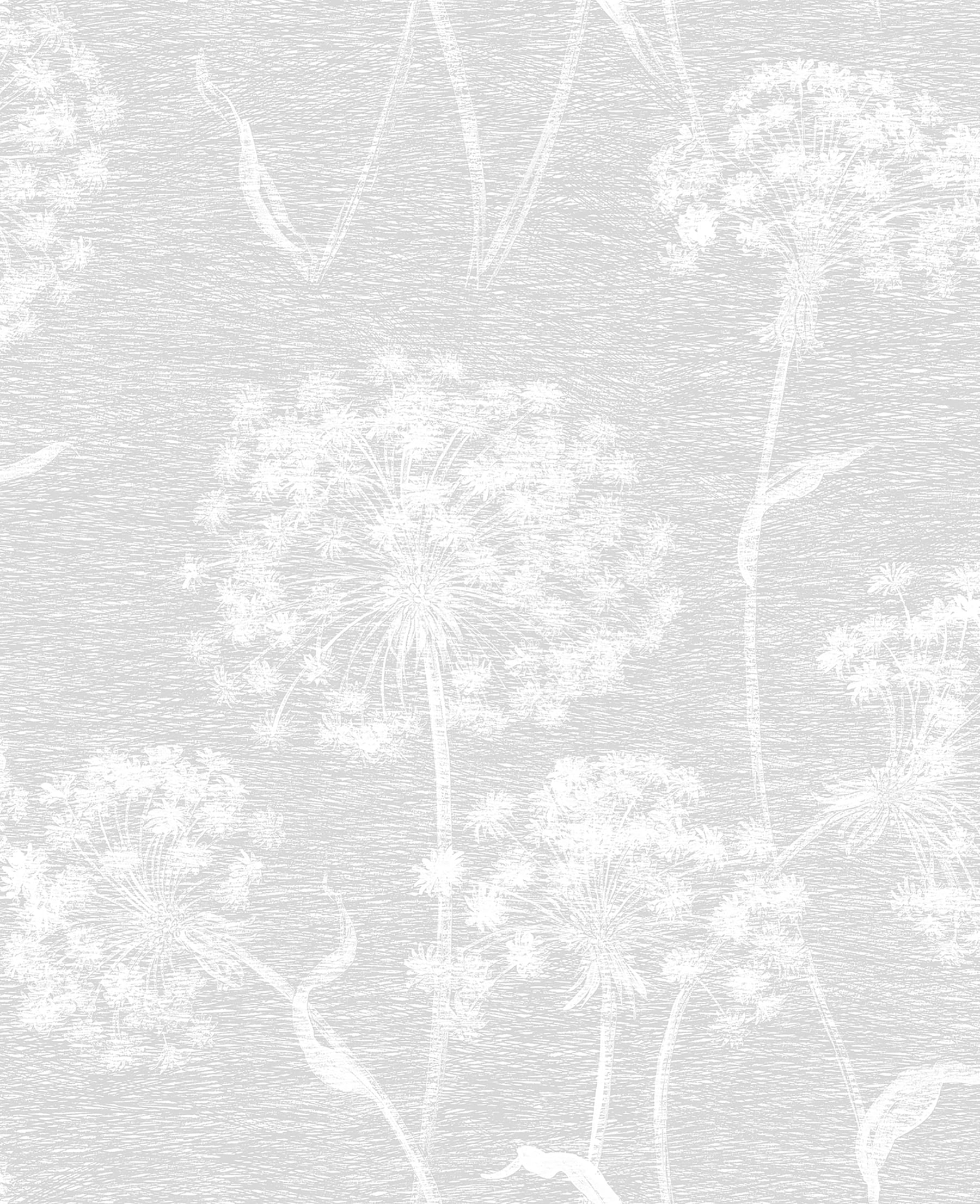 A silver wallpaper with cow parsley design - Silver