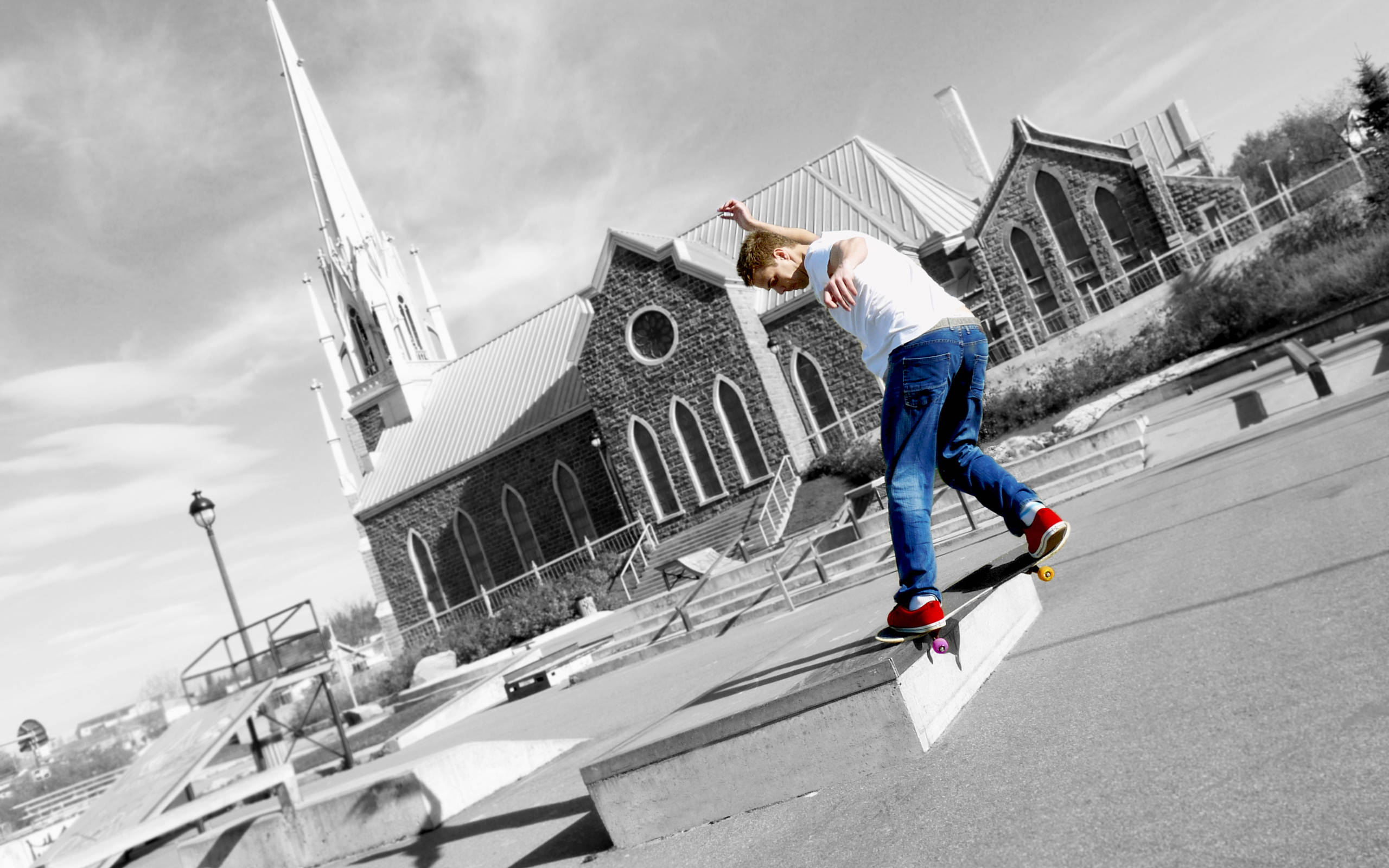 Download Skater Boy Grind Color Aesthetic Wallpaper