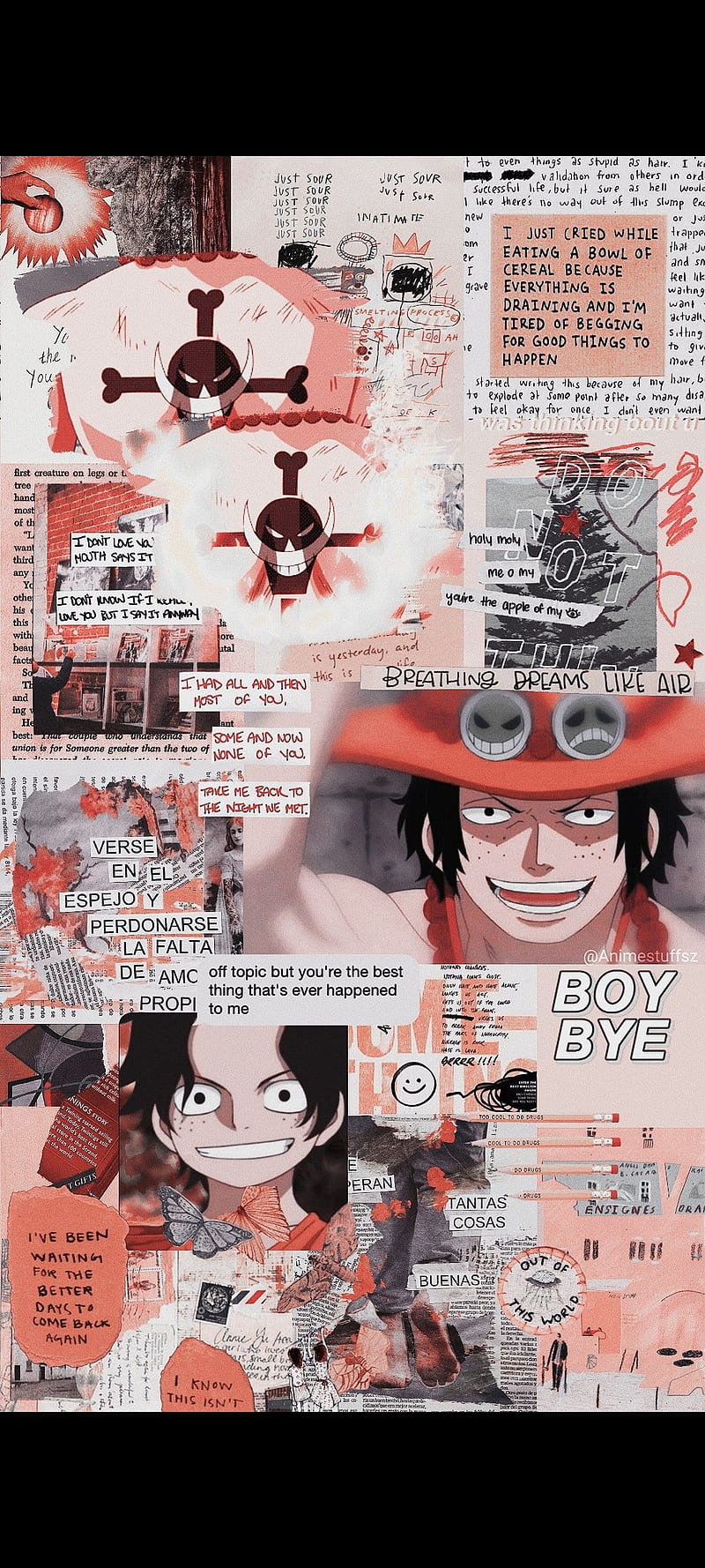 A collage of images with different characters - One Piece