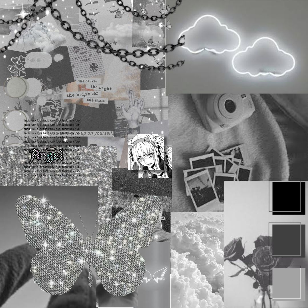 Aesthetic Grey Collage Wallpaper
