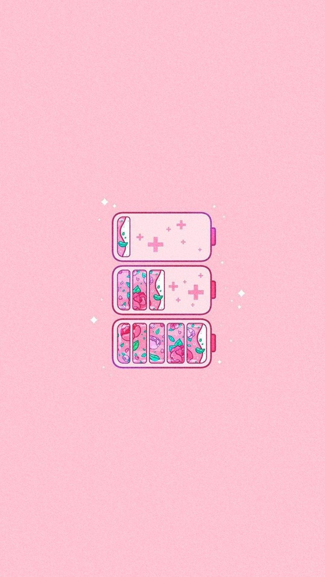 Download Aesthetic Pink Anime Battery Graphic Wallpaper