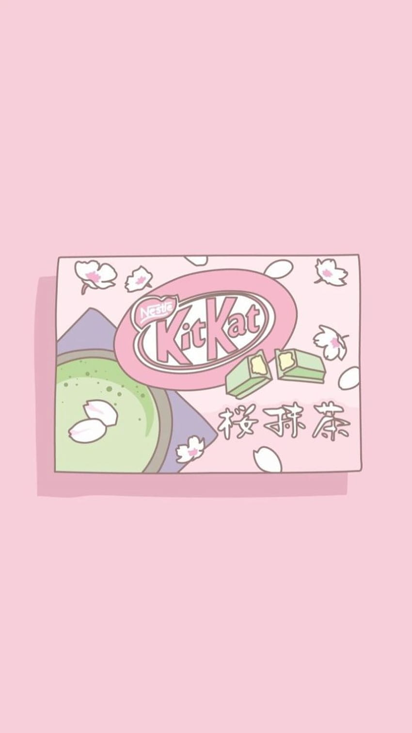 A cute illustration of an asian green tea drink - Pink anime