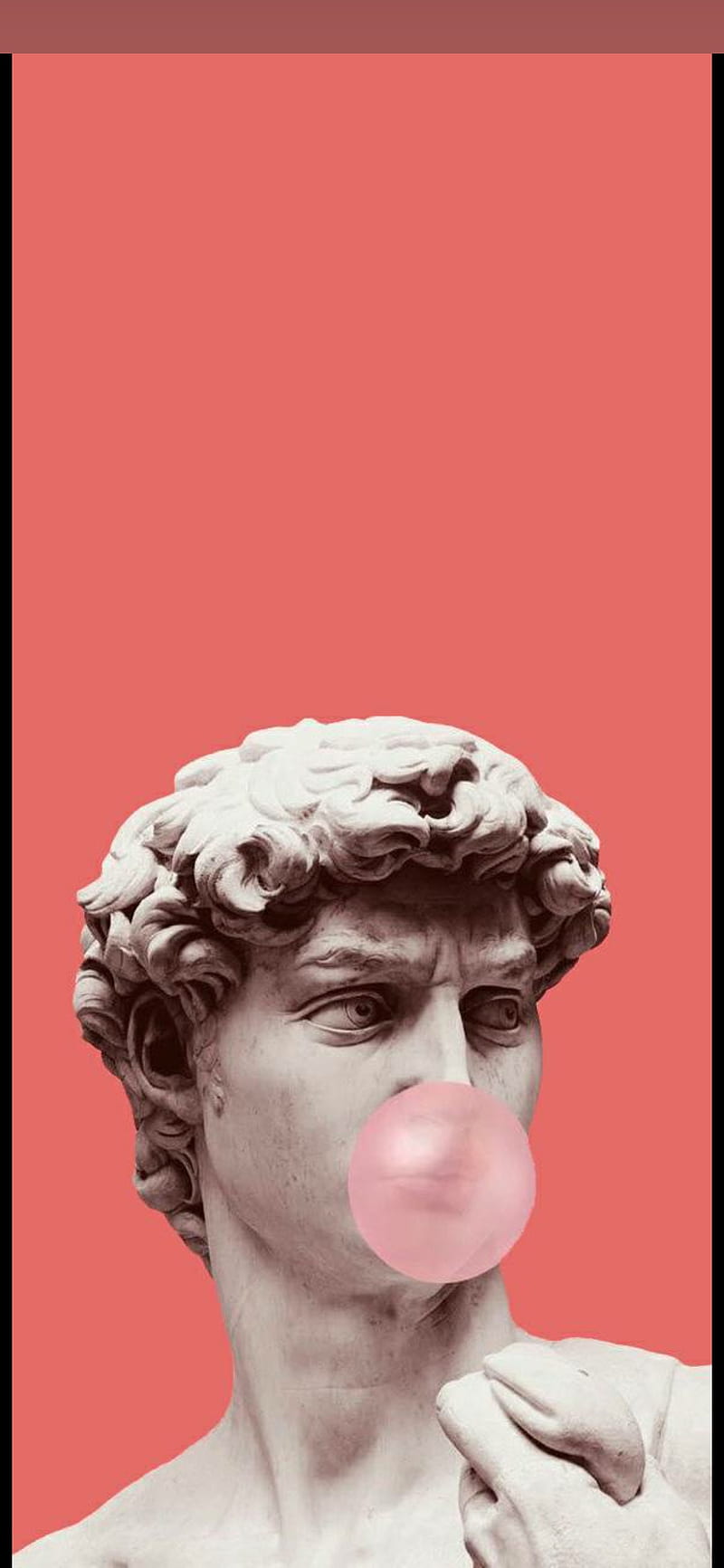 IPhone wallpaper of a statue blowing a bubble gum bubble - Greek statue