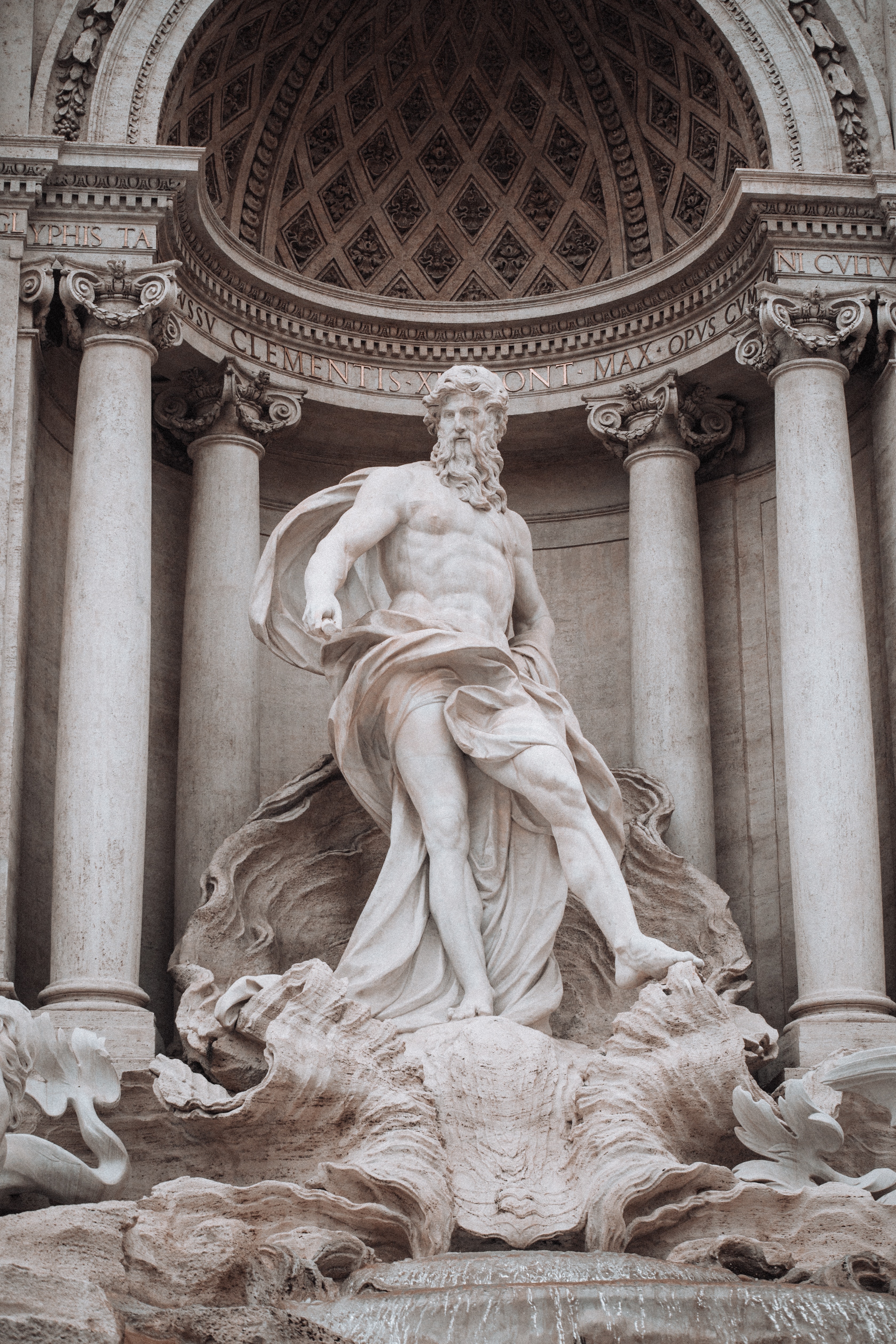 The beautiful statue of Neptune in the middle of the fountain. - Greek statue, Greek mythology