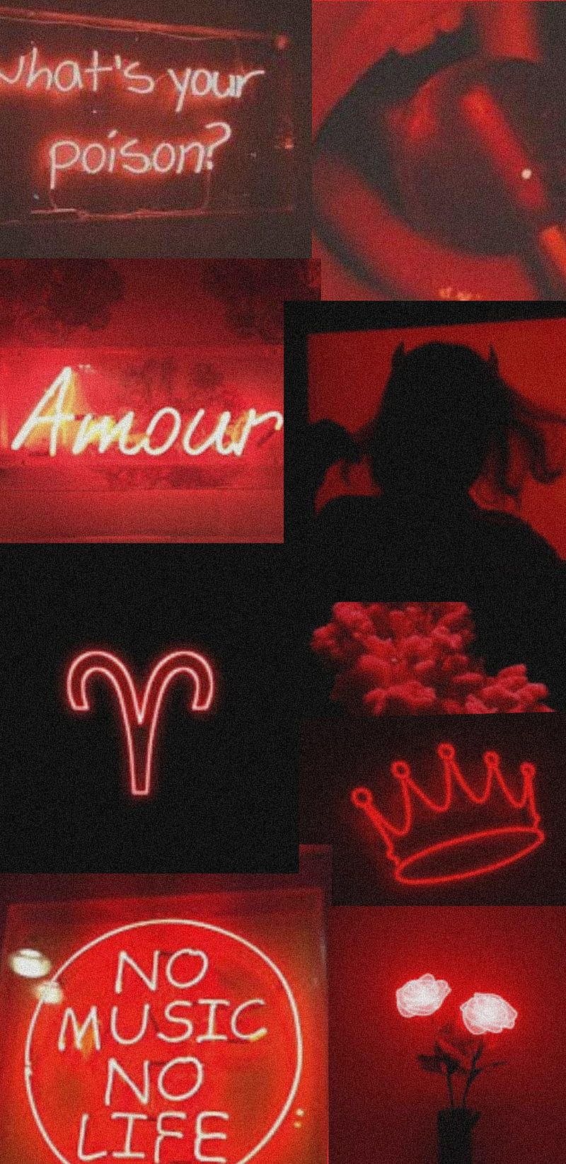 Aesthetic red background with neon signs and crowns - Neon red, Aries