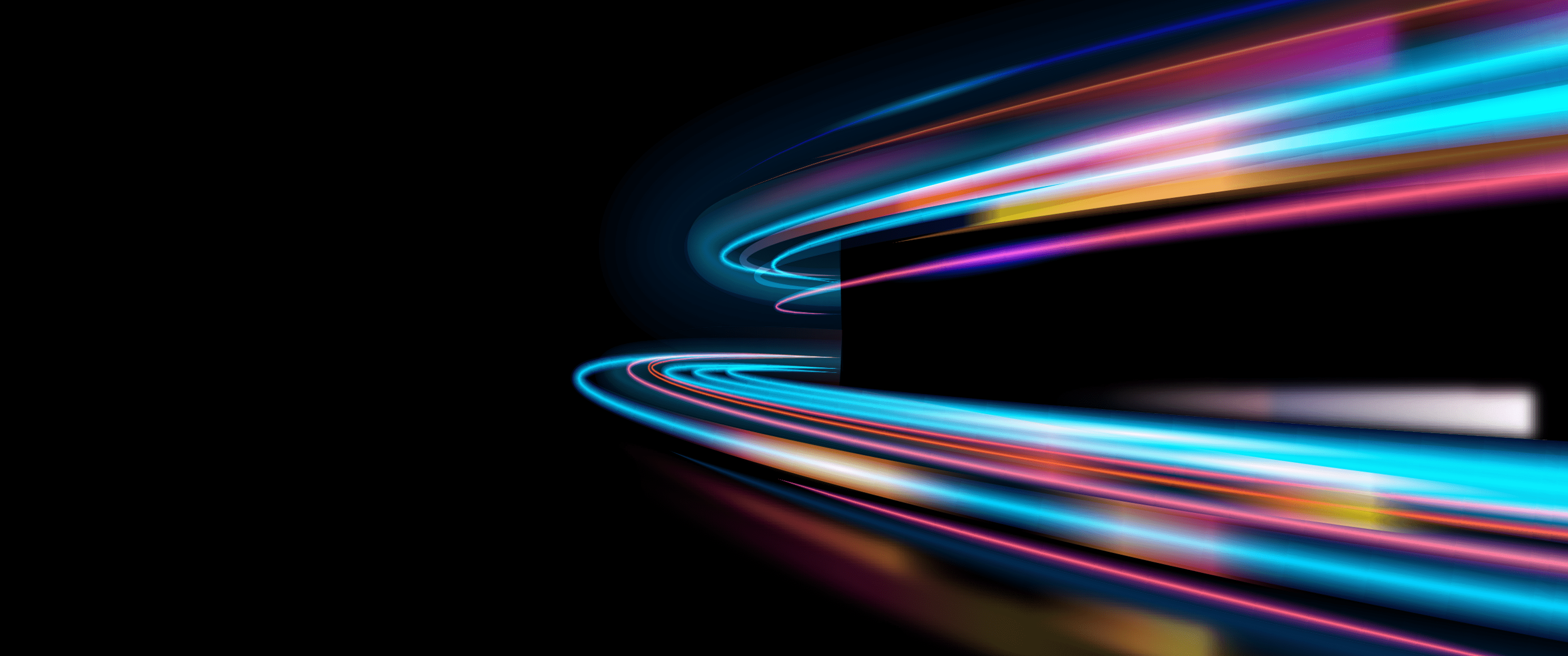 A car's tail lights in a tunnel, creating a sense of speed and motion. - 3440x1440