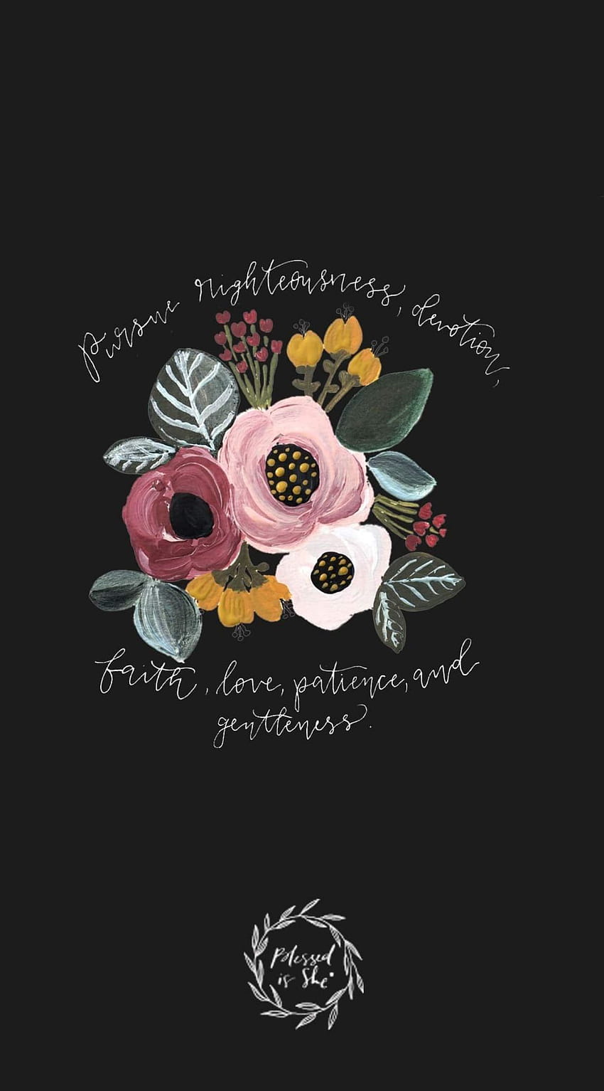 IPhone wallpaper with a floral design and a Bible verse from Ephesians 6:9 - Christian iPhone