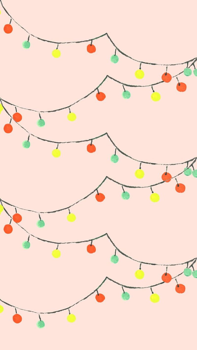 IPhone wallpaper with Christmas lights on a pink background - Christmas lights