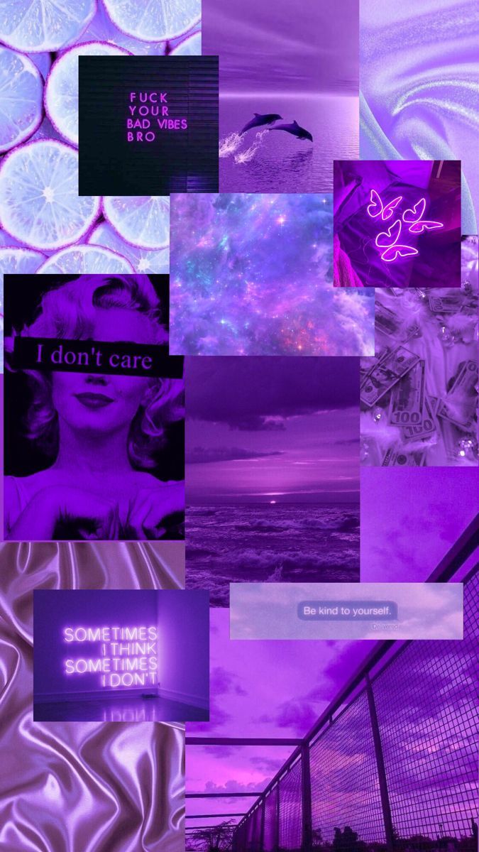A collage of purple pictures with different text - Purple, dark purple