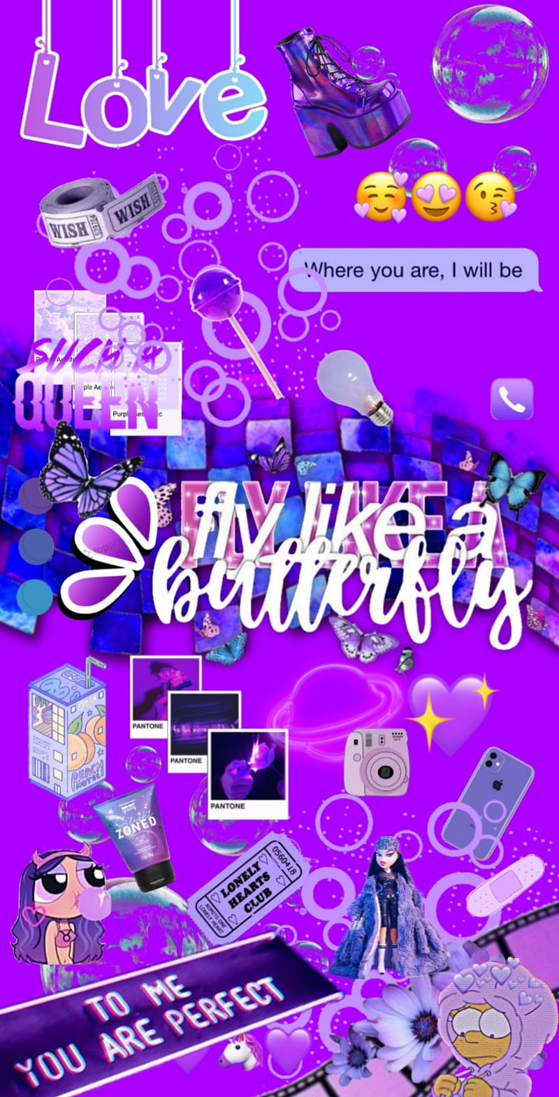 Purple, bratz, emojis, background, frases, purple, overlay, phrases, tumblr, HD phone wallpaper