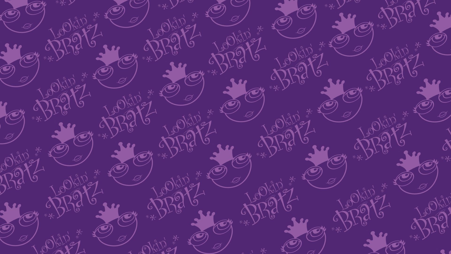 A purple background with many different drawings - Bratz